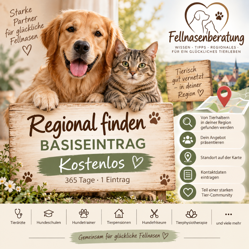 Regional finden – kostenloser Basiseintrag | Fellnasenberatung Regional finden – kostenloser Basiseintrag für Tierdienstleister bei Fellnasenberatung